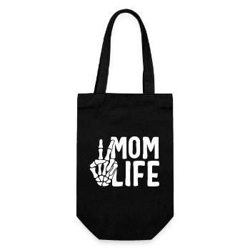 Mom Life Skeleton Hand – Mom Shirt Funny & Naughty - Gift Bag for Bottles - black - Front