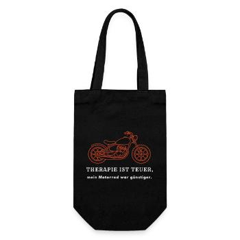 Therapie ist teuer mein Motorrad war günstiger - B - Geschenkbeutel für Flaschen - Schwarz - Vorne