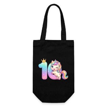 J’ai 10 ans d’anniversaire de la fille licorne de Kawaii - Sac à bouteille - noir - Devant