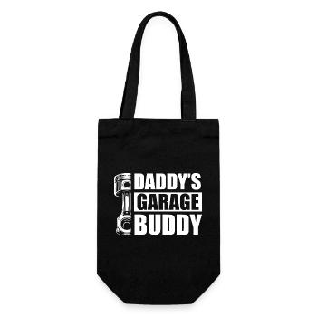 Daddy's garage buddy Car lover car guy mechanic - Geschenkbeutel für Flaschen - Schwarz - Vorne