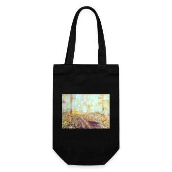 Wald-Aquarelllandschaft im Herbst - Geschenkbeutel für Flaschen - Schwarz - Vorne