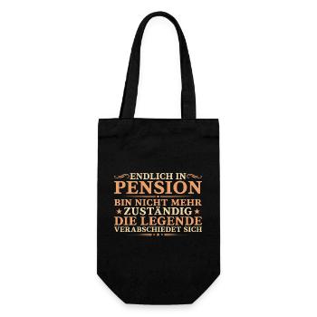 Endlich in Pension - Legende verabschiedet sich - Geschenkbeutel für Flaschen - Schwarz - Vorne
