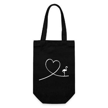 Flamingo Heart Love Water Bird Romance Affection - Gift Bag for Bottles - black - Front