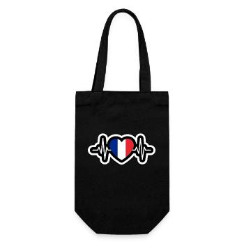 France Herzschlag-Aufkleber - Geschenkbeutel für Flaschen - Schwarz - Vorne