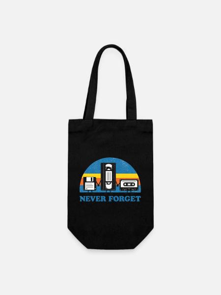 Never Forget Retro Vintage Disk VHS Cassette Shirt - Geschenkbeutel für Flaschen - Schwarz