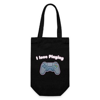 I Love Playing - Gaming Controller Design - Gift Bag for Bottles - black - Front