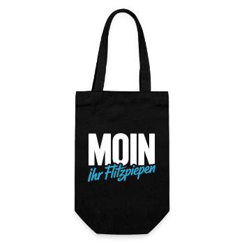 Moin Ihr Flitzpiepen Norddeutsch Hamburg Büro Moin - Geschenkbeutel für Flaschen - Schwarz - Vorne