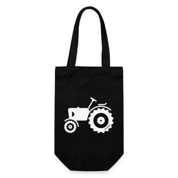 Trecker / Traktor / Schlepper / Zugmaschine (W) - Geschenkbeutel für Flaschen - Schwarz - Vorne