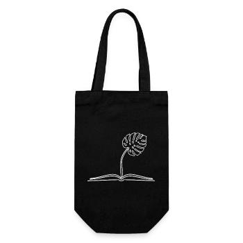 Growth Monstera Leaf Book - Gift Bag for Bottles - black - Front