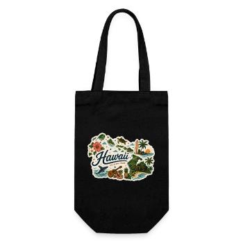 Vintage Hawaii Aloha State Reiseaufkleber - Geschenkbeutel für Flaschen - Schwarz - Vorne