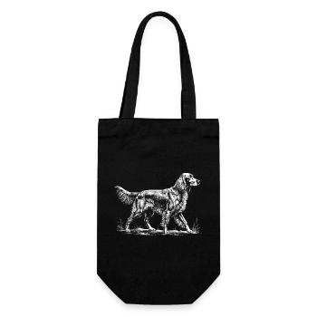 Handgezeichneter irischer Zuspieler – Roter Zuspieler Hund Mama Papa - Geschenkbeutel für Flaschen - Schwarz - Vorne
