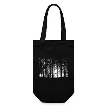 Forest Path Silhouette: Bicycle - Gift Bag for Bottles - black - Front