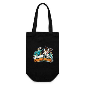 Tunnel Rein Chaos Raus – Hundedesign - Geschenkbeutel für Flaschen - Schwarz - Vorne