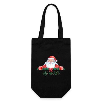Ho Ho Ho Weihnachtsmann - Geschenkbeutel für Flaschen - Schwarz - Vorne