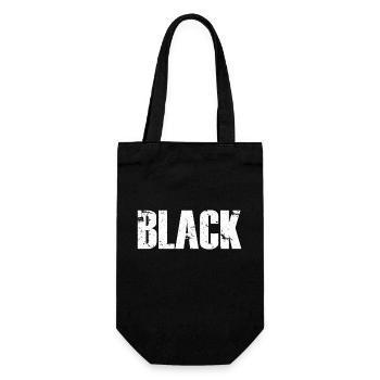 BLACK vintage Schriftzug in weiß - Geschenkbeutel für Flaschen - Schwarz - Vorne