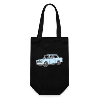 Hellblauer Trabi,  - Geschenkbeutel für Flaschen - Schwarz - Vorne
