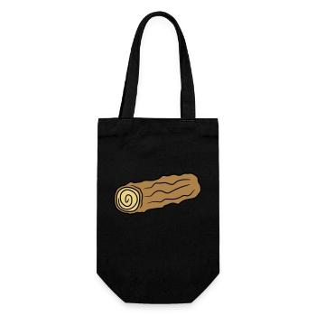 holz stock feuerholz huette holzscheit rinde holzf - Geschenkbeutel für Flaschen - Schwarz - Vorne