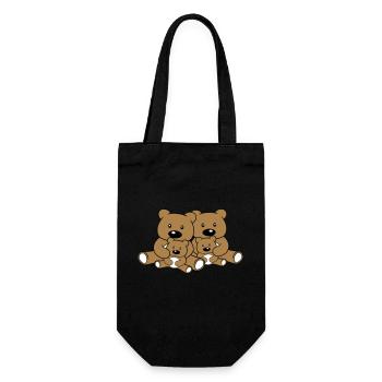 family siblings children dad mum baby cub l - Gift Bag for Bottles - black - Front