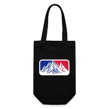 rot blau logo berge huegel alpen wandern urlaug fe - Geschenkbeutel für Flaschen - Schwarz - Vorne
