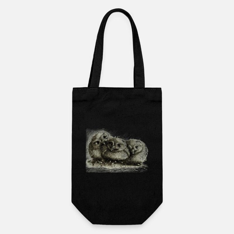 three young owls - Gift Bag for Bottles - black