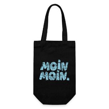 Moin Moin. (Vintage Hellblau) Guten Morgen - Geschenkbeutel für Flaschen - Schwarz - Vorne