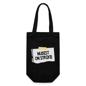 Nudist on strike - Geschenkbeutel für Flaschen - Schwarz - Vorne