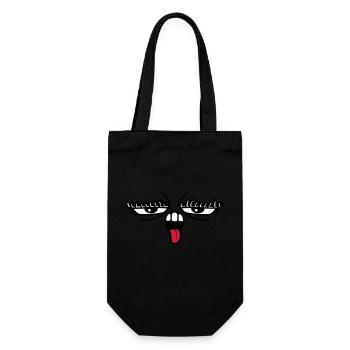 tongue stick out mouth 2 eyebrows eyes - Gift Bag for Bottles - black - Front