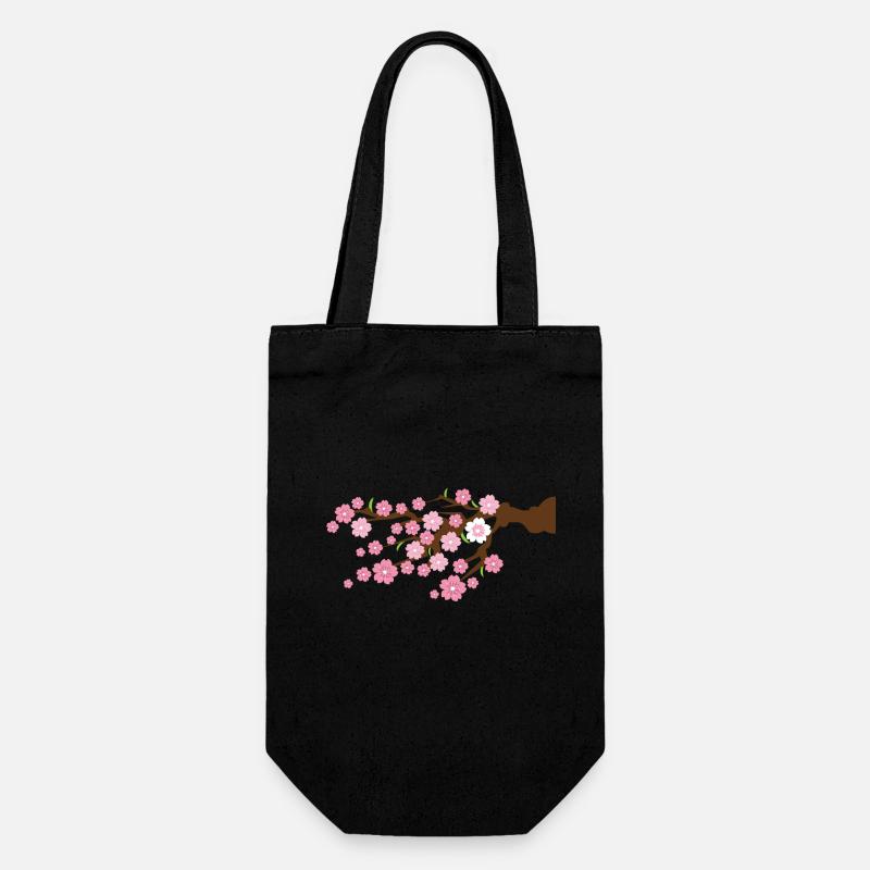 detailed Cherry blossom on a branch - Gift Bag for Bottles - black
