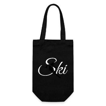 Ski (Vintage Schwarz/Weiß) Skifahren Skifahrer - Geschenkbeutel für Flaschen - Schwarz - Vorne