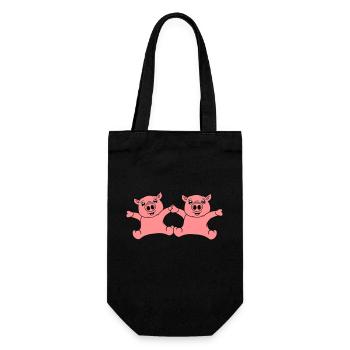 2 friends team couple sitting friendly small child - Gift Bag for Bottles - black - Front