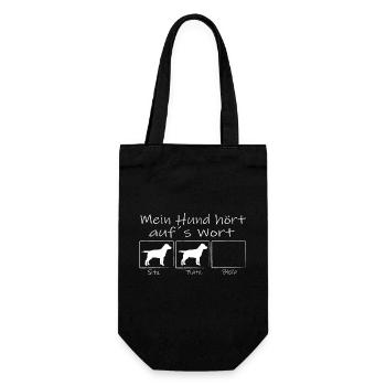 mein Labrador hoert auf´s Wort - Geschenkbeutel für Flaschen - Schwarz - Vorne