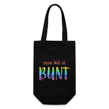 Meine Welt ist bunt - Regenbogen -fröhlich - Geschenkbeutel für Flaschen - Schwarz - Vorne