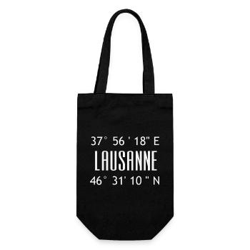 Lausanne Coordinates Typo Graphic - Gift Bag for Bottles - black - Front