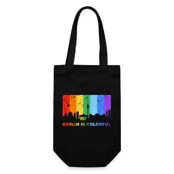 Berlin is colorful Regenbogen LGBT CSD Gay Pride - Geschenkbeutel für Flaschen - Schwarz - Vorne