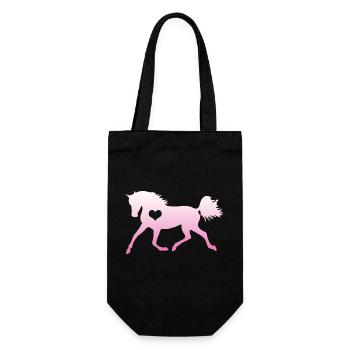 Pferd Herz Pferdeliebhaber Reiten Mädchen Geschenk - Geschenkbeutel für Flaschen - Schwarz - Vorne