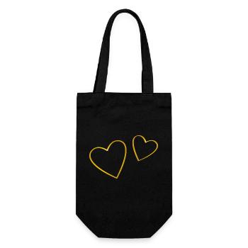 Two hearts gold - Gift Bag for Bottles - black - Front