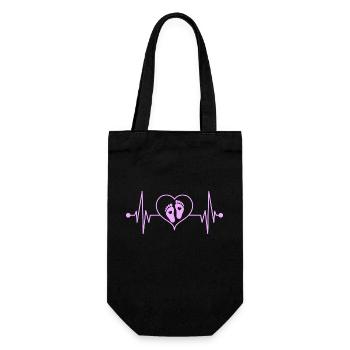 Mother Becoming Pregnant Girl Pink Heartbeat - Gift Bag for Bottles - black - Front