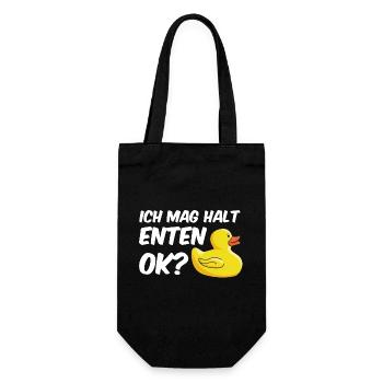 Ich mag halt Enten Ok? Ente Wasservogel - Geschenkbeutel für Flaschen - Schwarz - Vorne