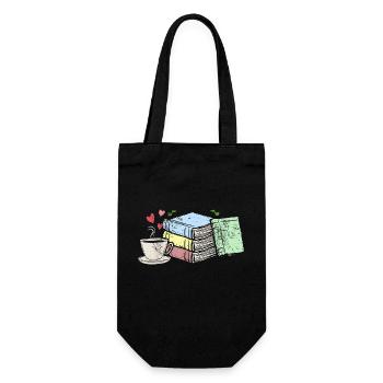 Drawing coffee and books bookworms gifts - Gift Bag for Bottles - black - Front