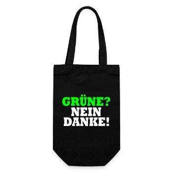 Grüne Nein Danke - Geschenkbeutel für Flaschen - Schwarz - Vorne