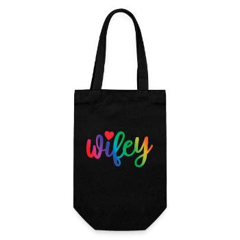 Wifey - Cœur mignon, cadeau pour femme femmes mariées - Sac à bouteille - noir - Devant