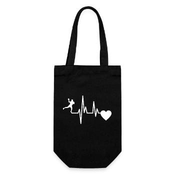 Handball EKG Herzschlag Handballspieler Handballer - Geschenkbeutel für Flaschen - Schwarz - Vorne