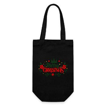 Merry Christmas - Geschenkbeutel für Flaschen - Schwarz - Vorne
