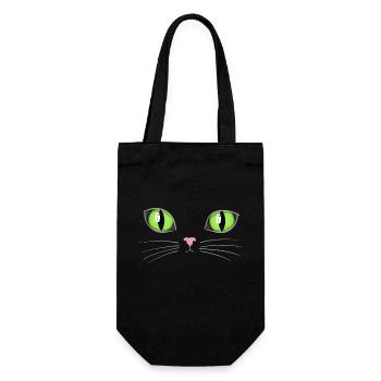 Cat green eyes - Gift Bag for Bottles - black - Front