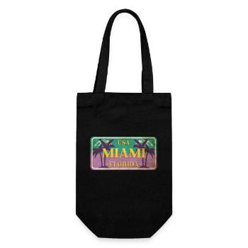 Miami Florida USA Amerika Sommer Palmen Schild - Geschenkbeutel für Flaschen - Schwarz - Vorne