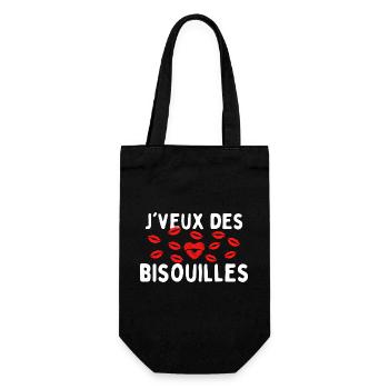 Je veux des bisouilles cadeau st valentin - Sac à bouteille - noir - Devant