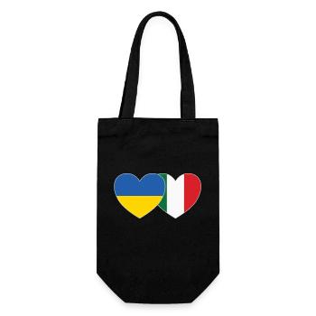 Ukraine Italien Herz Flagge - Geschenkbeutel für Flaschen - Schwarz - Vorne