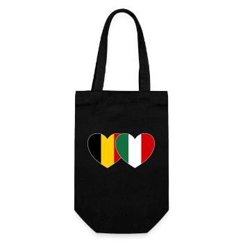 Belgium Italy Flag Heart - Gift Bag for Bottles - black - Front