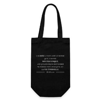 VERSET DE LA BIBLE JEAN 3:16 CAR DIEU A TANT AIME - Sac à bouteille - noir - Devant