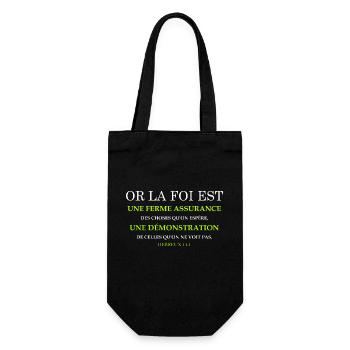 HEBREUX 11:1 VERSET DE LA BIBLE "OR LA FOI..." - Sac à bouteille - noir - Devant